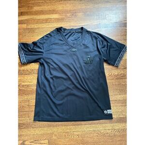 Alphalete Athletics Mens Jersey Black Grey V-Neck Size Medium 15 Graphic‎
